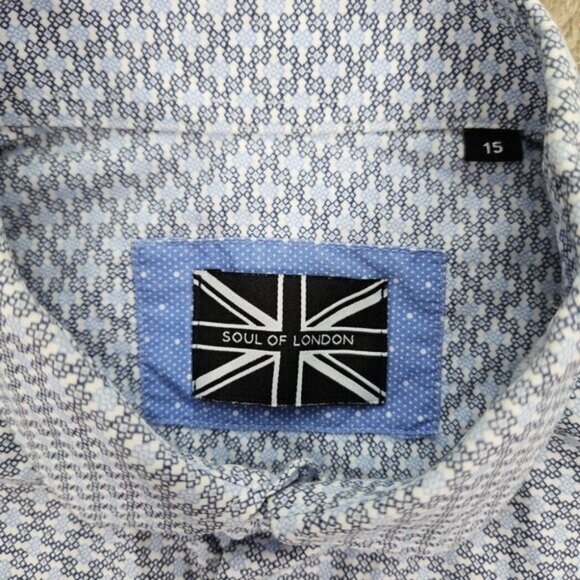 Soul Of London Dress Shirt Men's Size 15 Multicolor Long Sleeve Preppy - Picture 7 of 10